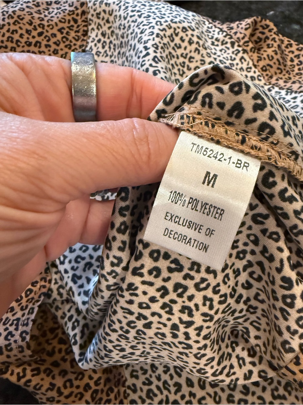 THML Leopard-Print Short Sleeve Top in Tan with Cream Trim - Picture 4 of 4